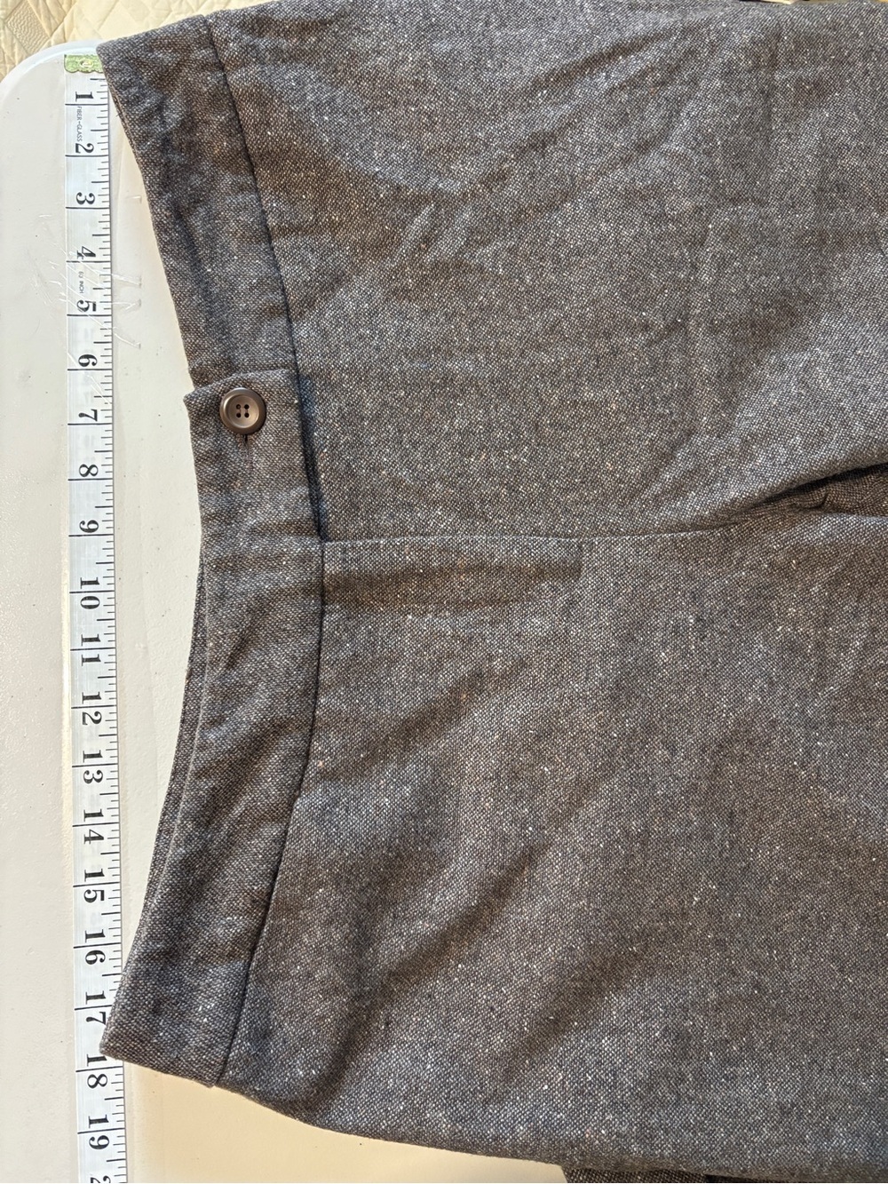 Vintage Pendleton Pants Size 16 Brown Wide-Leg Cuffed Ankle Trousers Wool Tweed - Picture 6 of 11